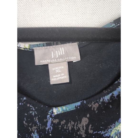 J. Jill wearever collection scoop neck Women's XL black/multi tunic top - Picture 2 of 8